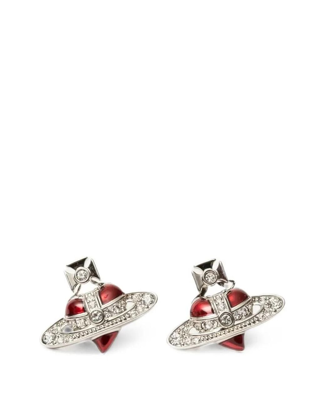 Vivienne Westwood White New Diamante Heart Earrings