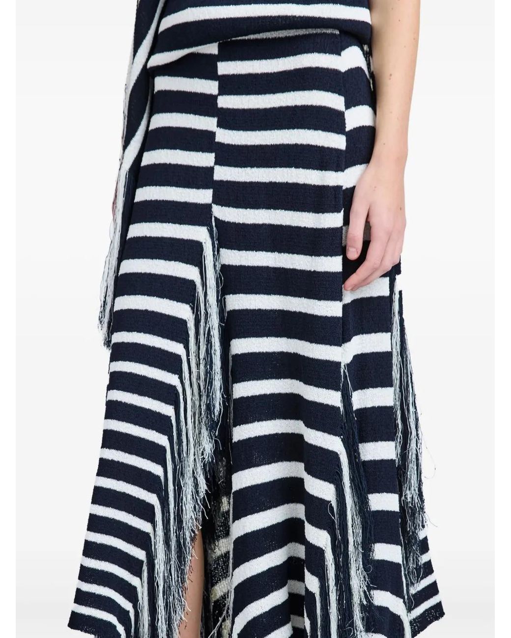 Proenza Schouler Blue Yves Skirt In Stripe Fringed Knit