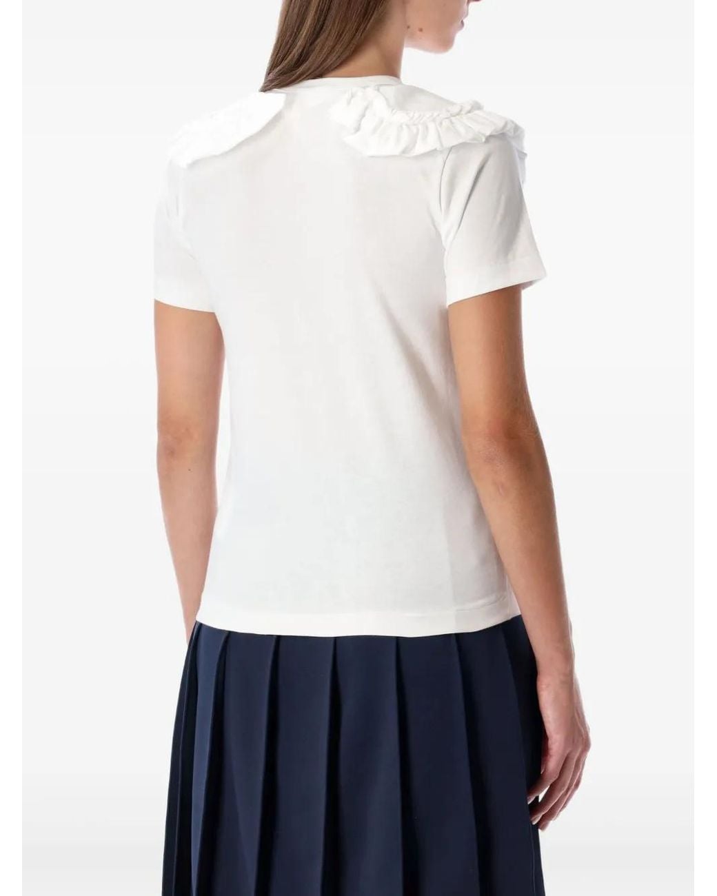 Comme des Garçons White Ruffled Collar Top