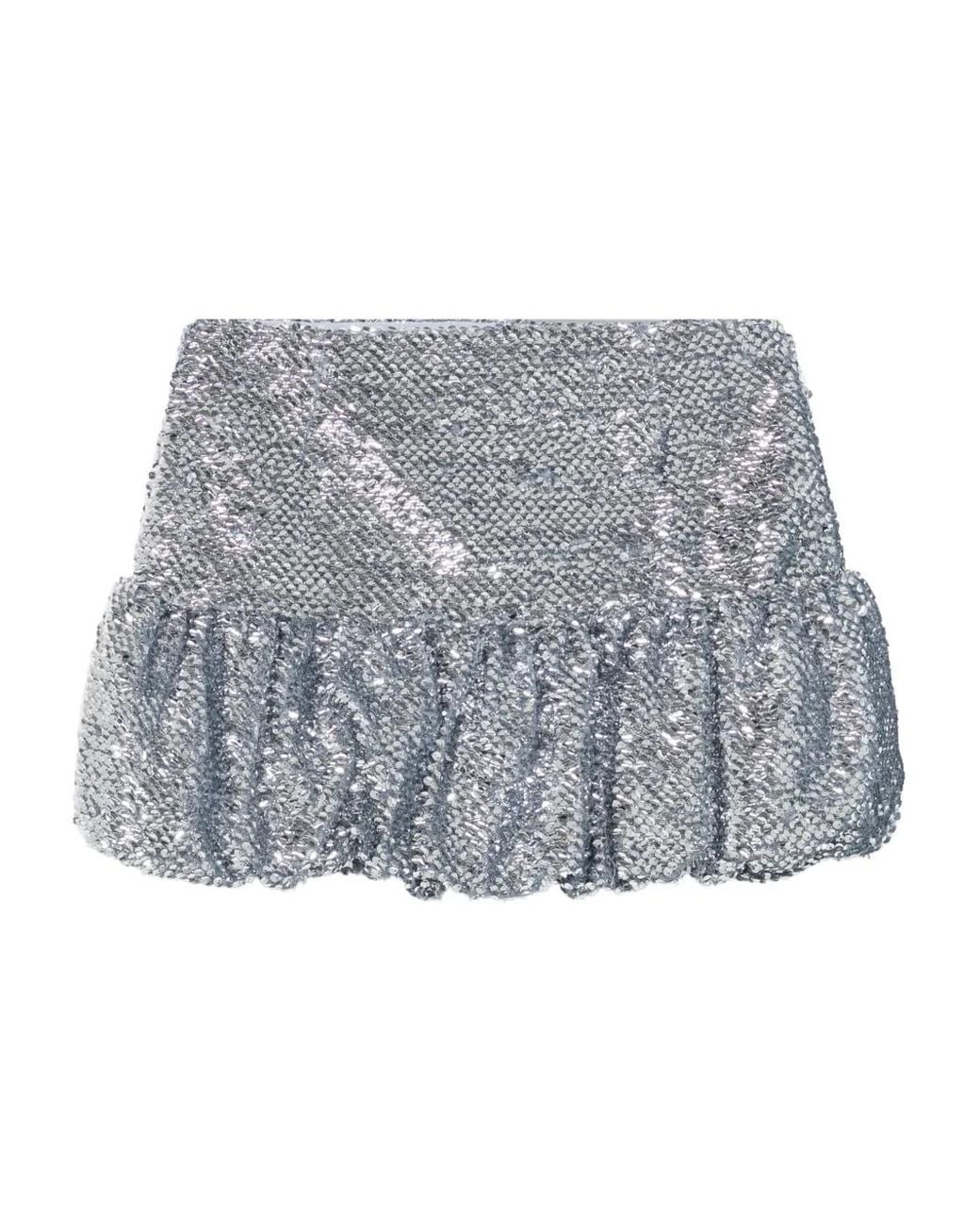 16Arlington Gray Sequinned Bubble-Hem Mini Skirt