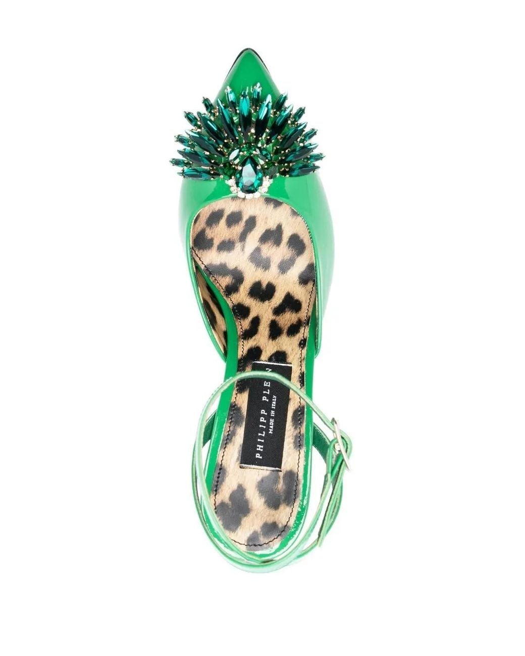 Philipp Plein Green Vernice 110Mm Crystal-Embellished Pumps