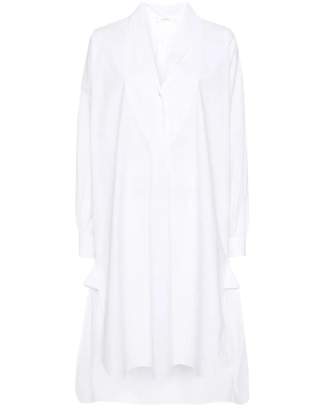 The Row White Elinor Cotton Shirt Dress