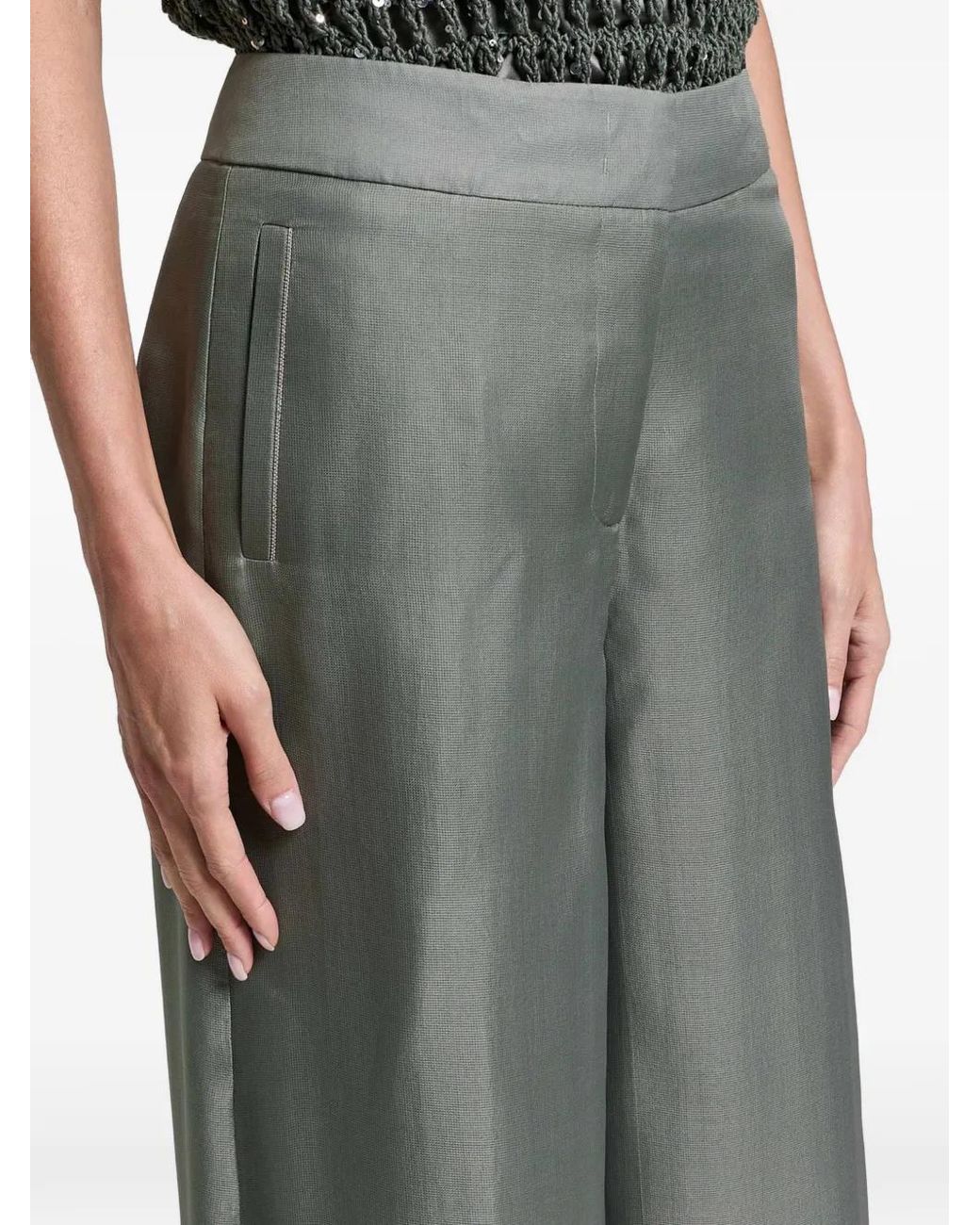 Peserico Green Wide-Leg Palazzo Pants