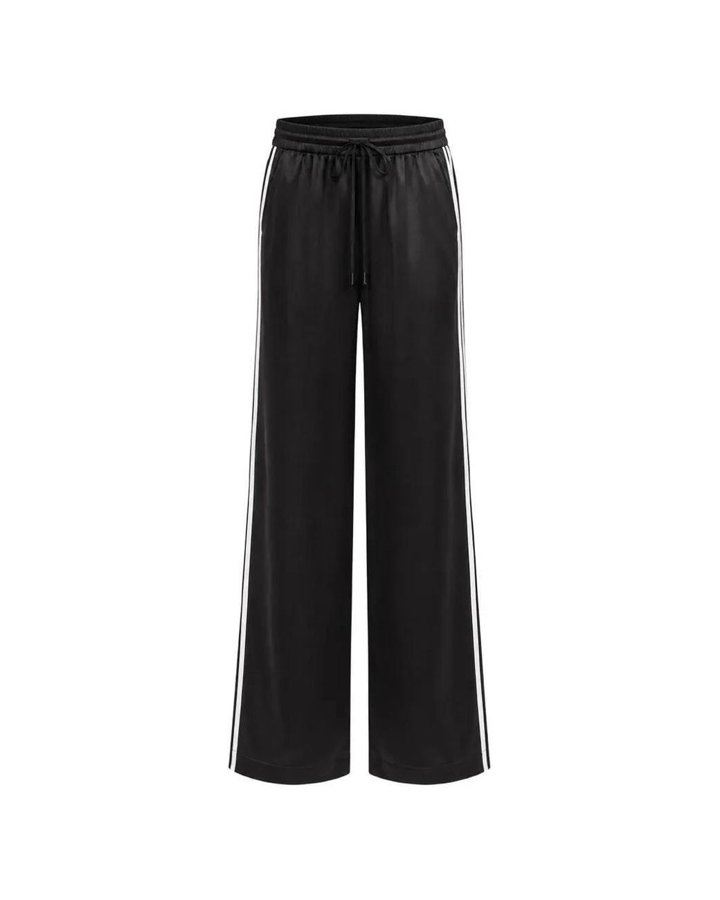 SPRWMN Black Athletic Side-Stripe Silk Trousers