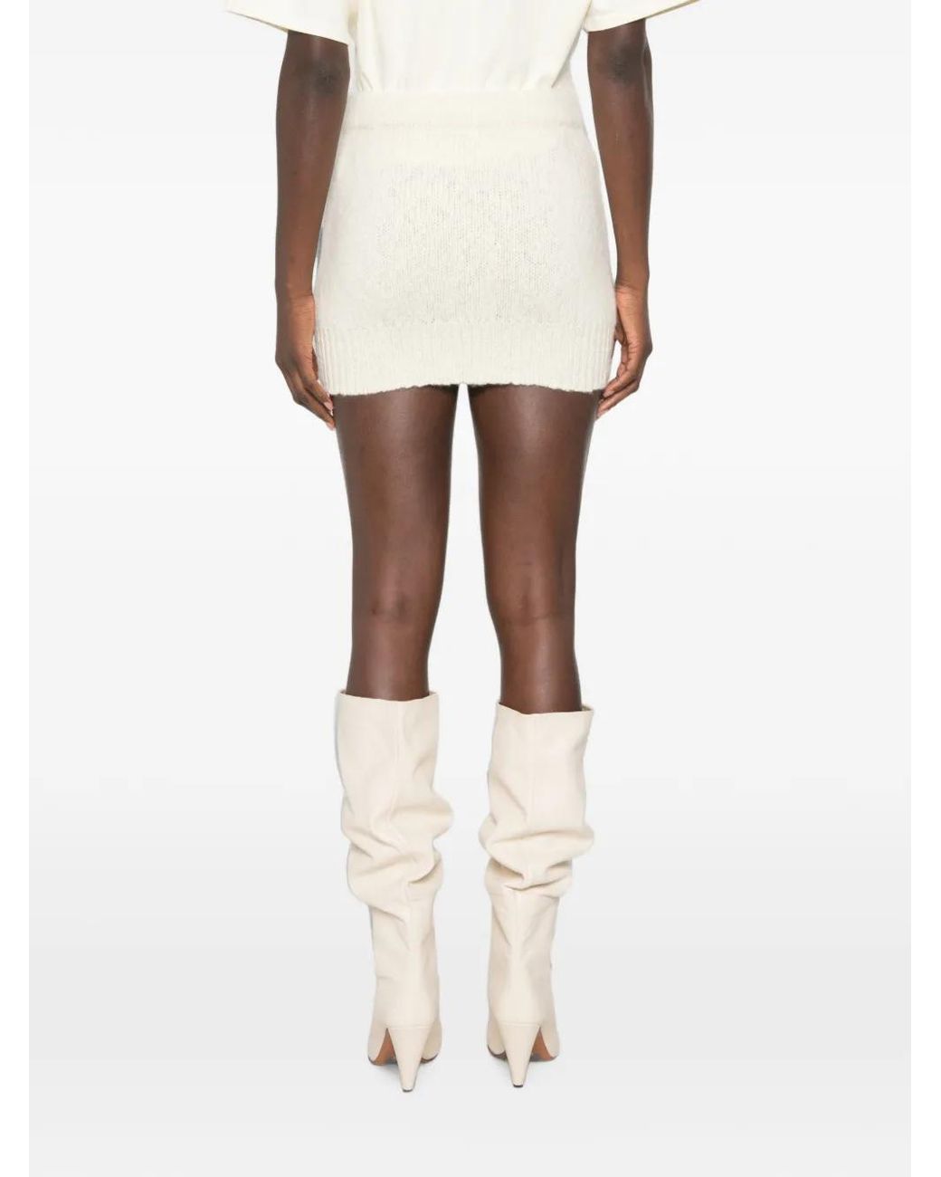 Malo Natural Aran Ribbed-Knit Mini Skirt