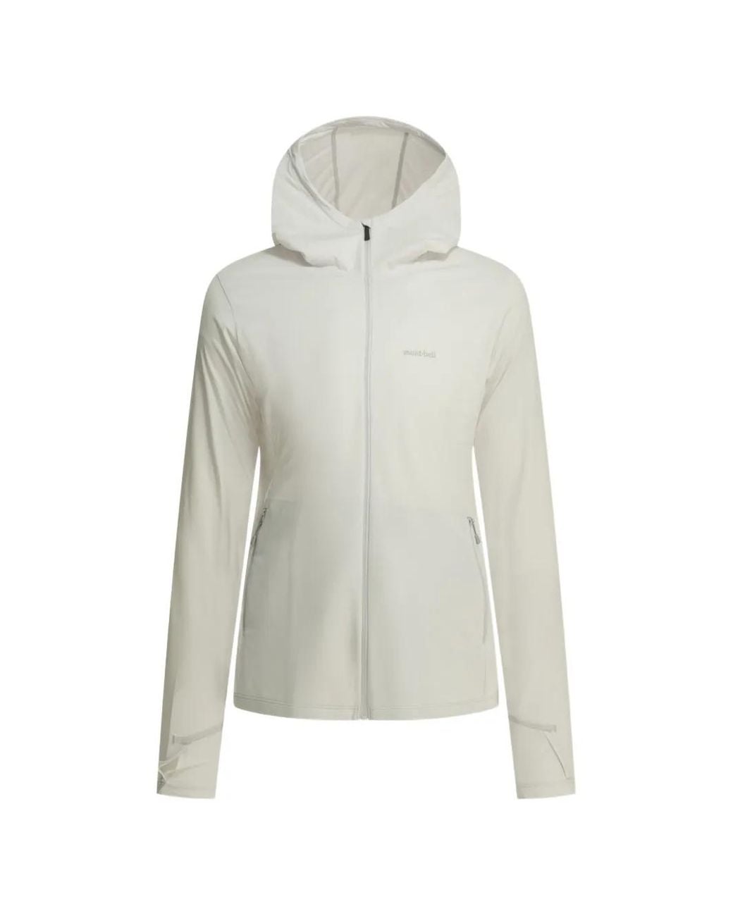 Montbell White Hoodie Zippé À Logo Imprimé