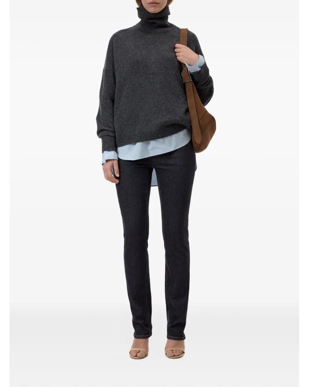 Closed Black Roll-Neck Drop-Shoulder Sweater