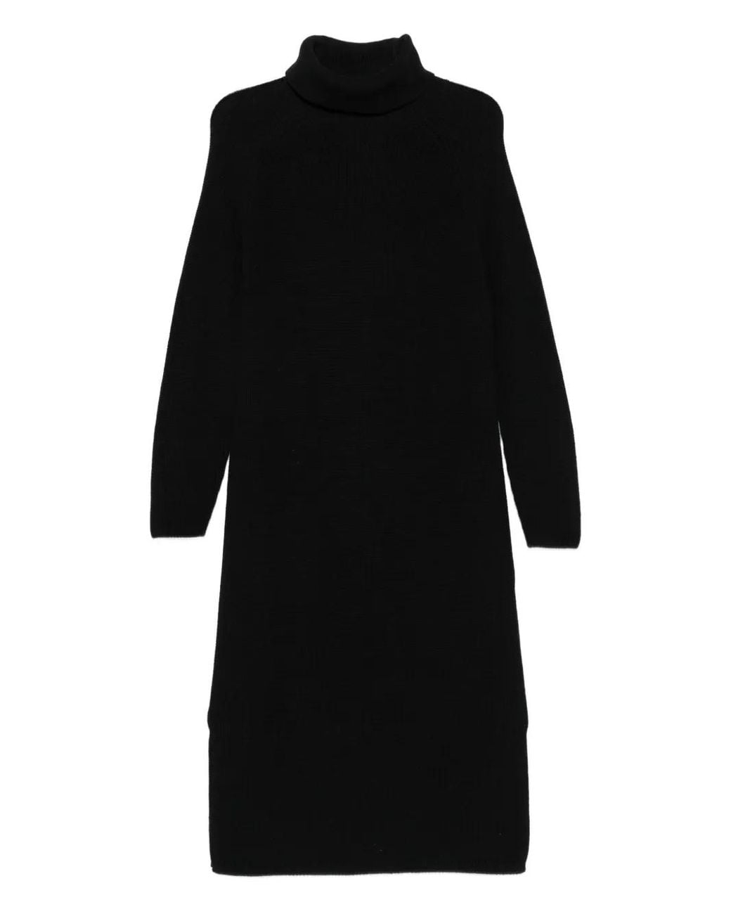 Marc O' Polo Black Turtleneck Ribbed-Knit Midi Dress