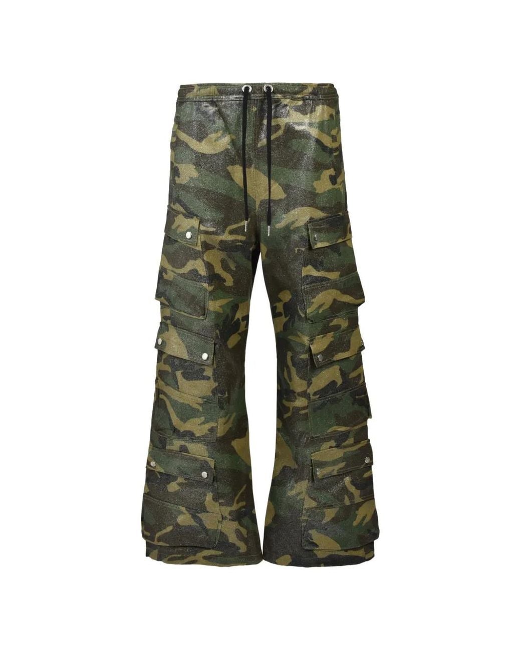 BREATH Green Glitter-Coated Camouflage-Print Cargo Pants for men