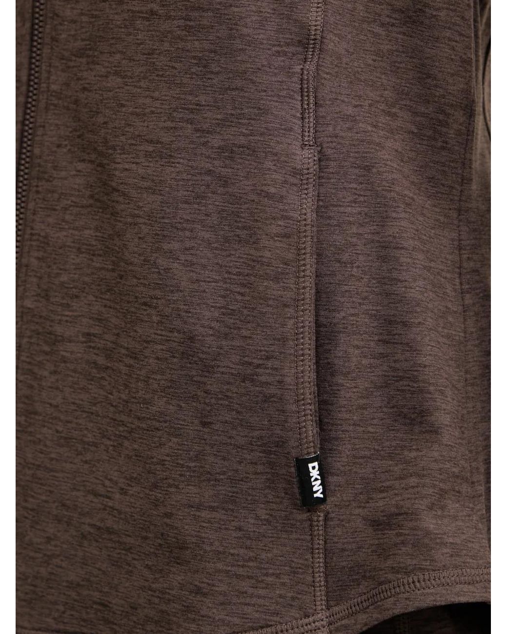 DKNY Brown Hoodie Zippé À Lien De Resserrage