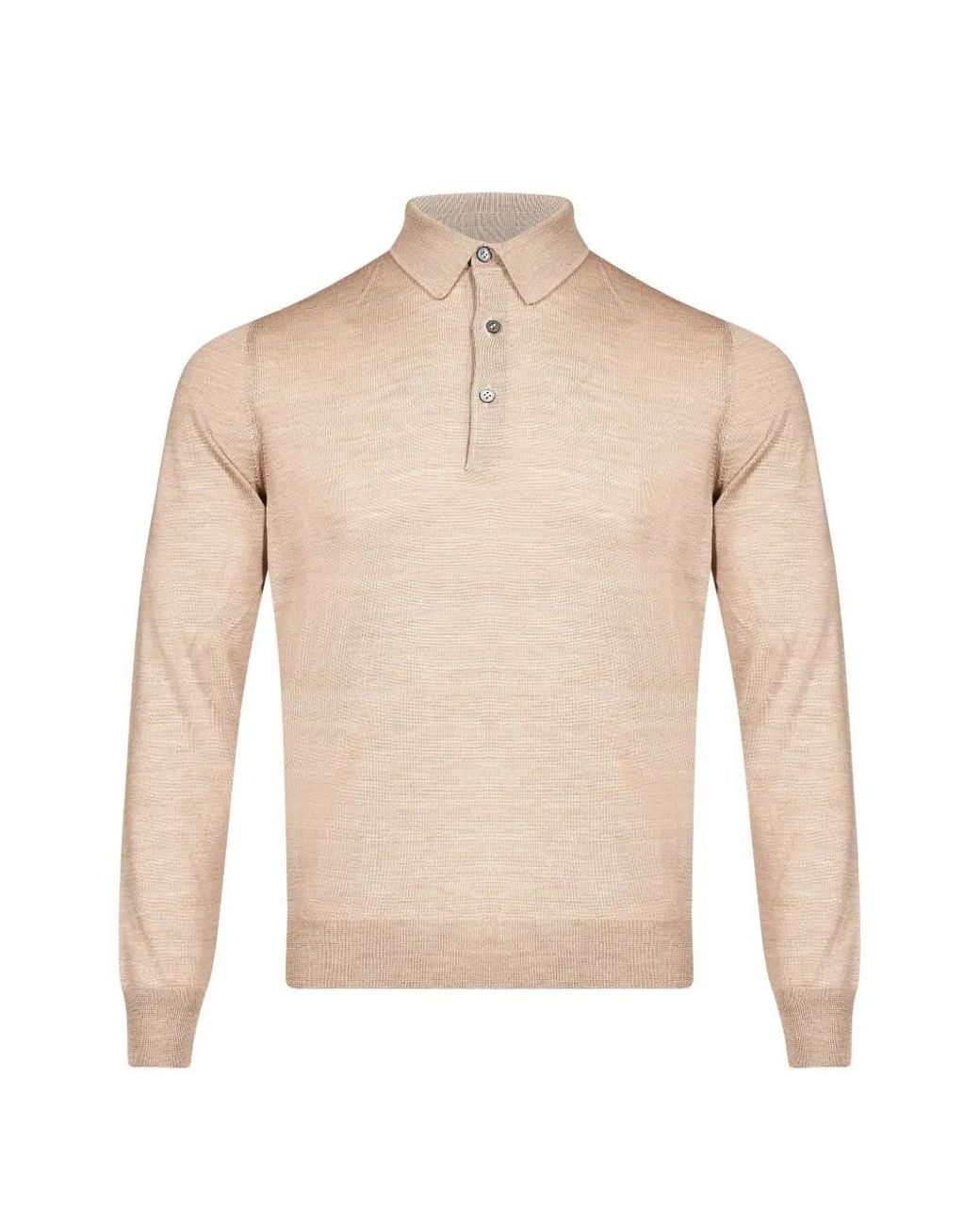 Tagliatore Natural Palmer Long-Sleeve Knitted Polo Shirt for men