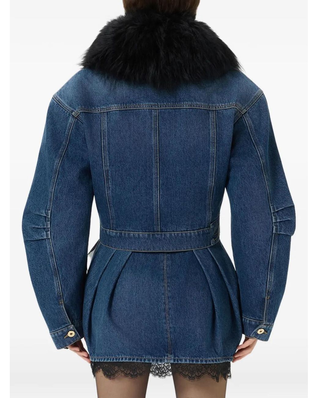 Blumarine Blue Faux-Fur Collar Denim Jacket