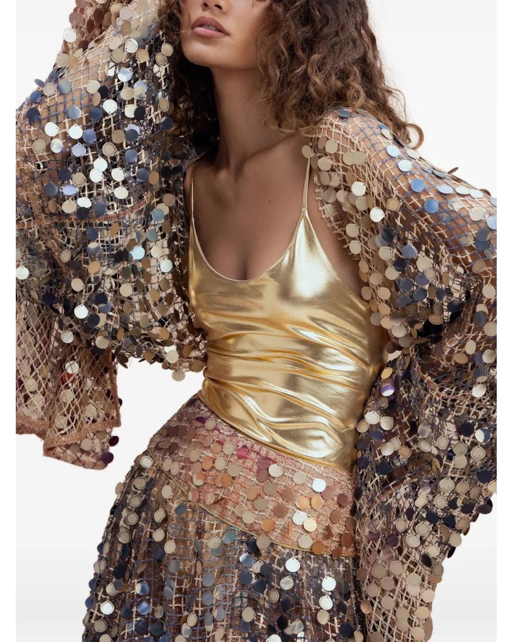 SANA OSMANI Natural Katrina Sequin Skirt Set