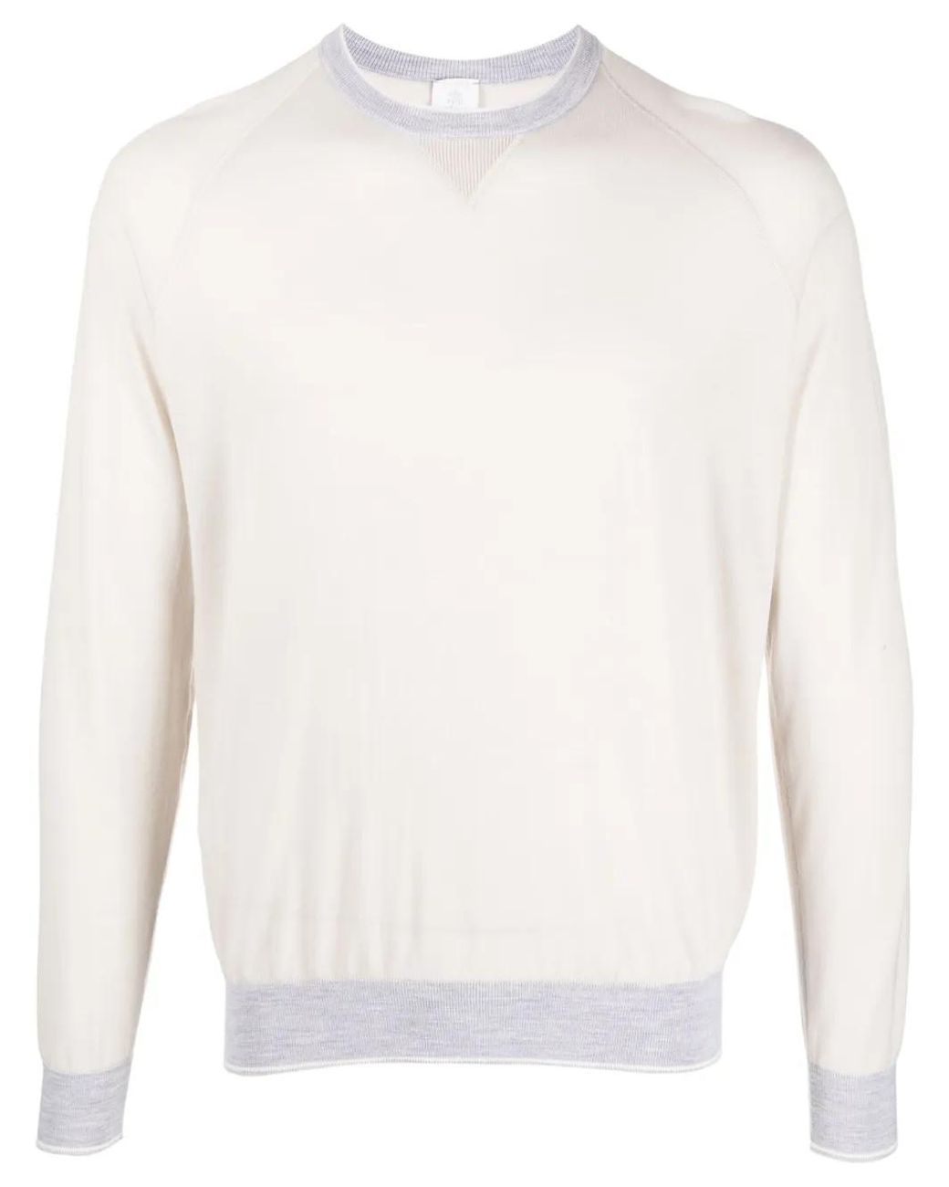 Eleventy White Round-Neck Wool Jumper for men