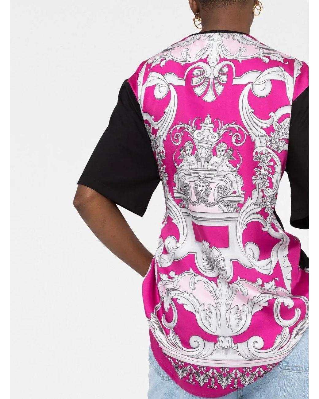 Versace Black Safety Pin Baroque-Print T-Shirt