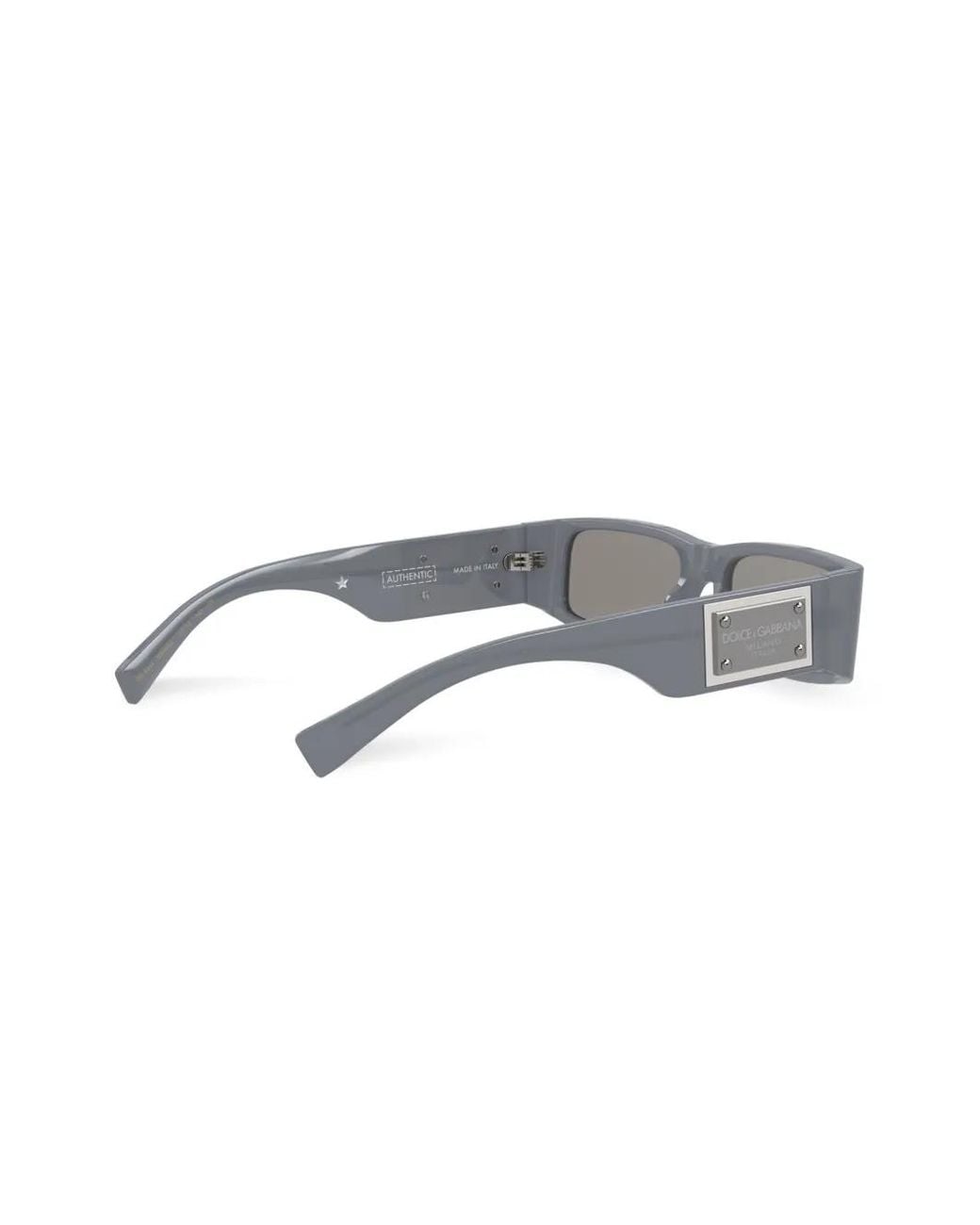 Dolce & Gabbana Gray Rectangle-Frame Logo-Plaque Sunglasses for men