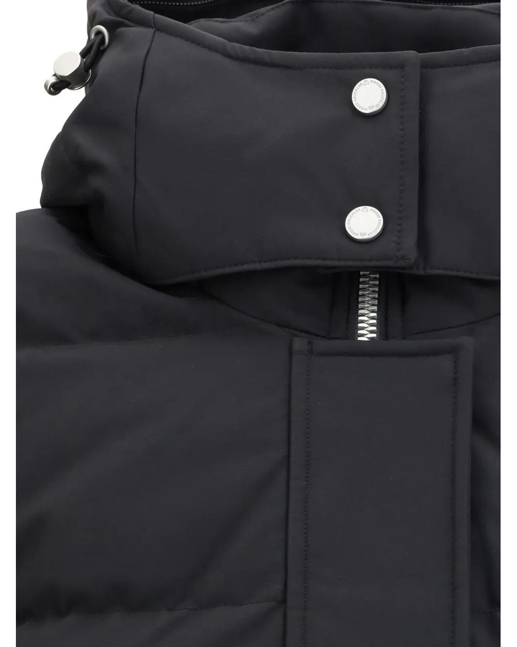Moose Knuckles Black Button Hooded Jacket