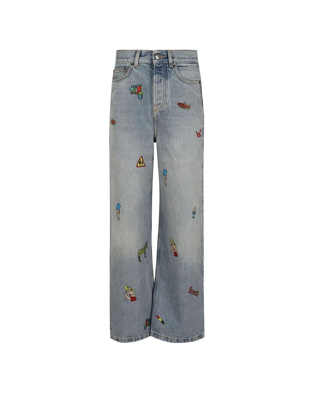 Fiorucci Blue Toys-Print Straight-Leg Jeans
