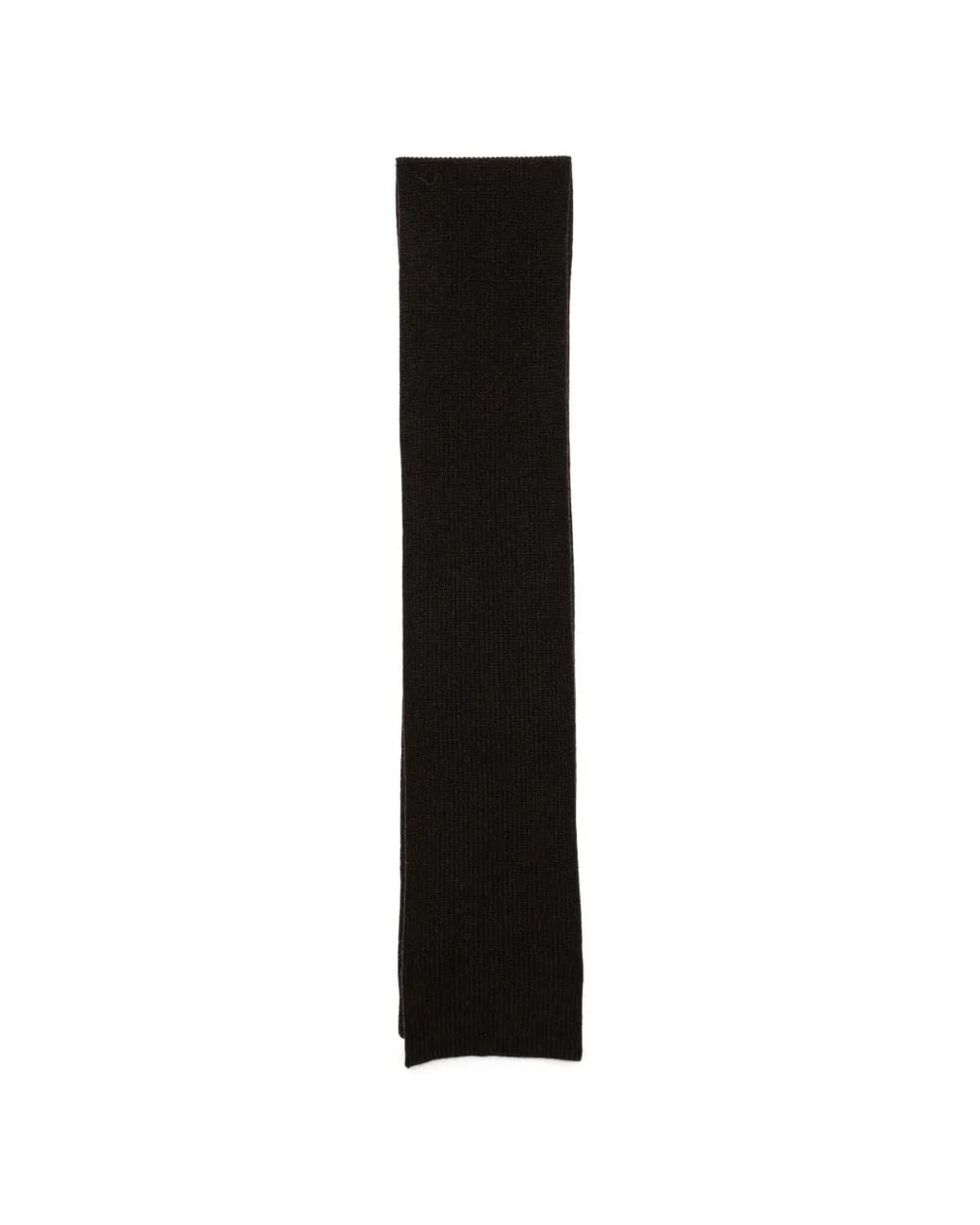 N.Peal Cashmere Black Ribbed Cashmere Scarf