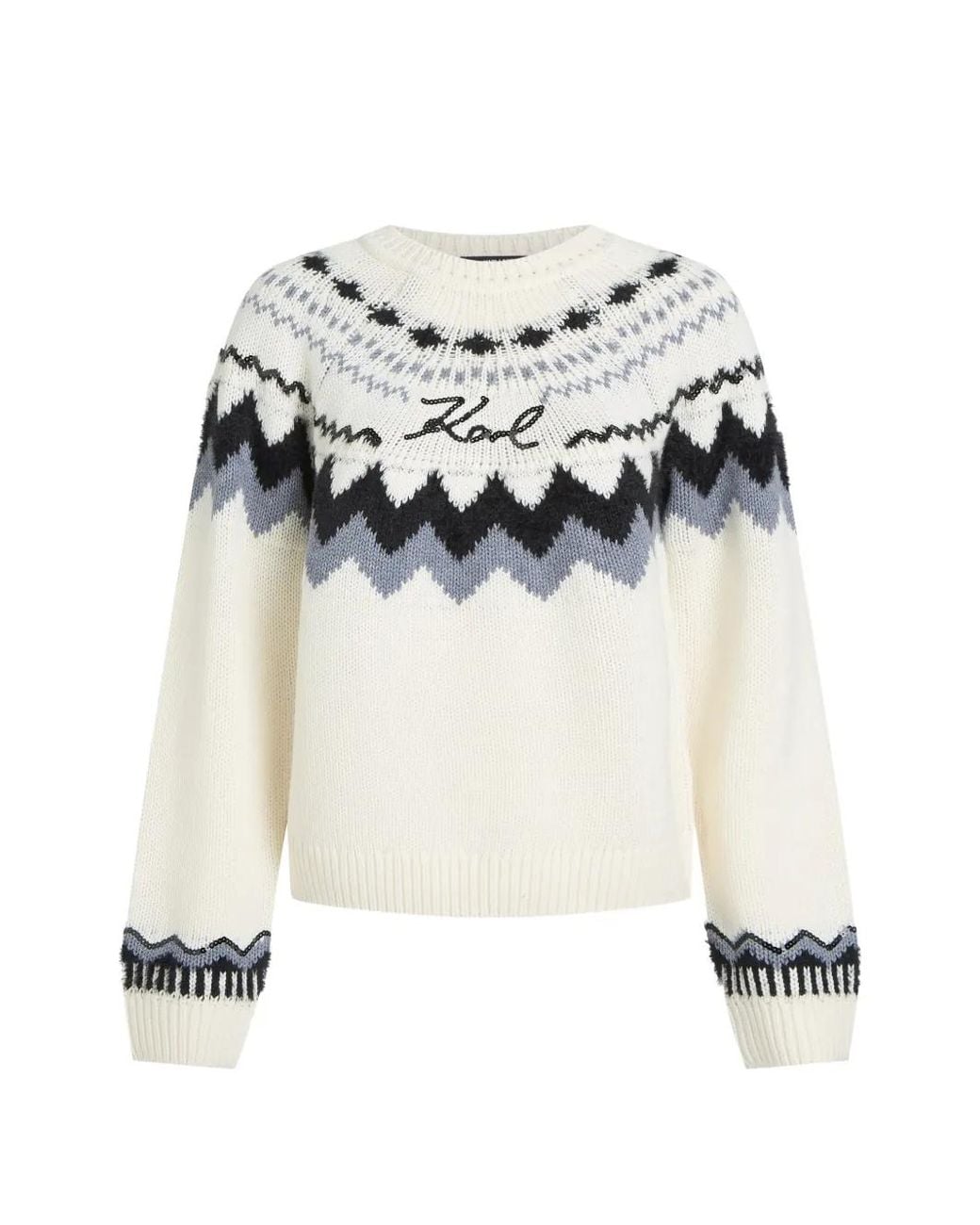 Karl Lagerfeld White Alpine Knitted Sweater