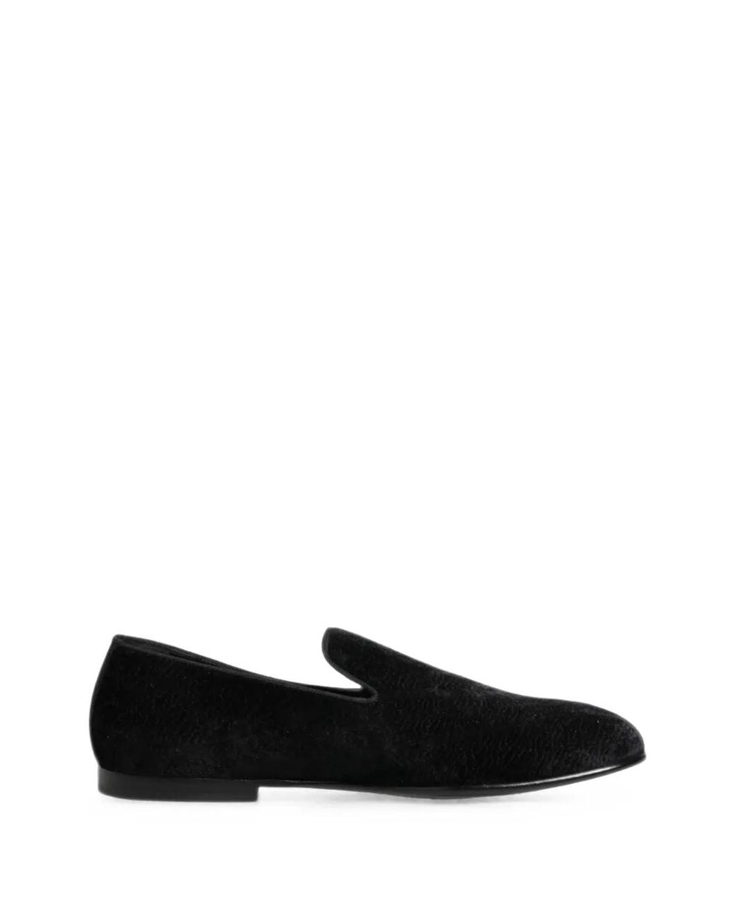 Dolce & Gabbana Black Jacquard Velvet Loafers for men