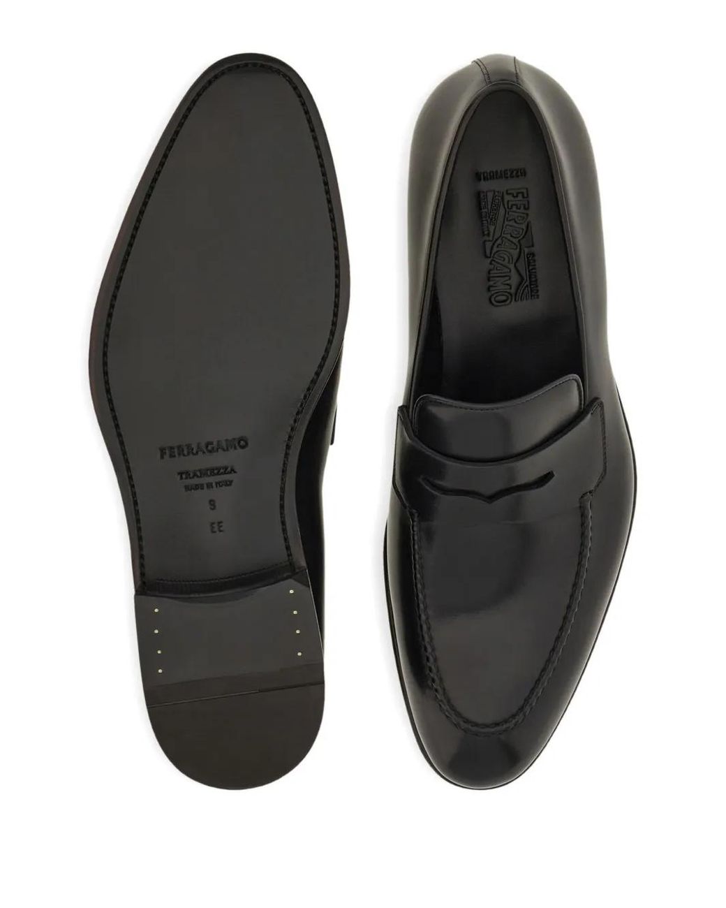 Ferragamo Black Tramezza Penny Loafers for men