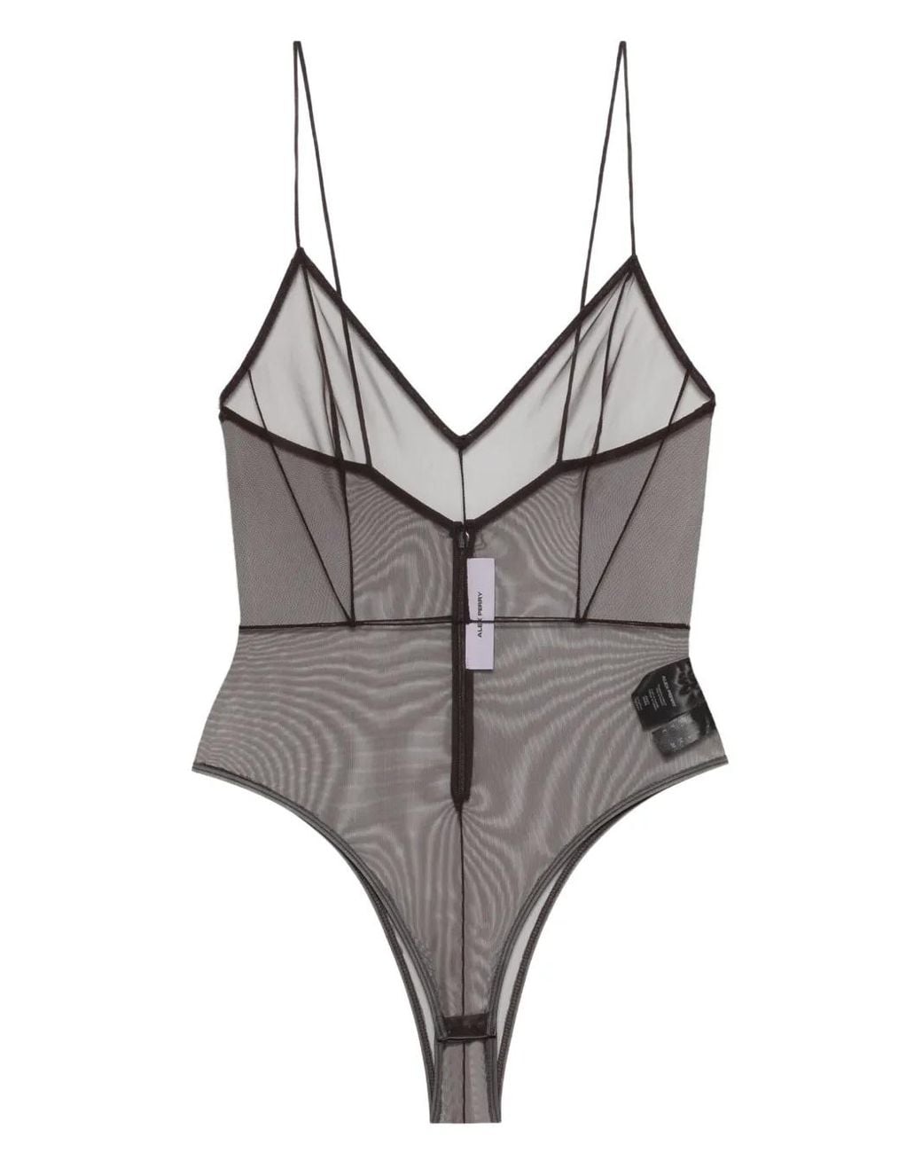 Alex Perry Gray V-Neck Zip Bodysuit