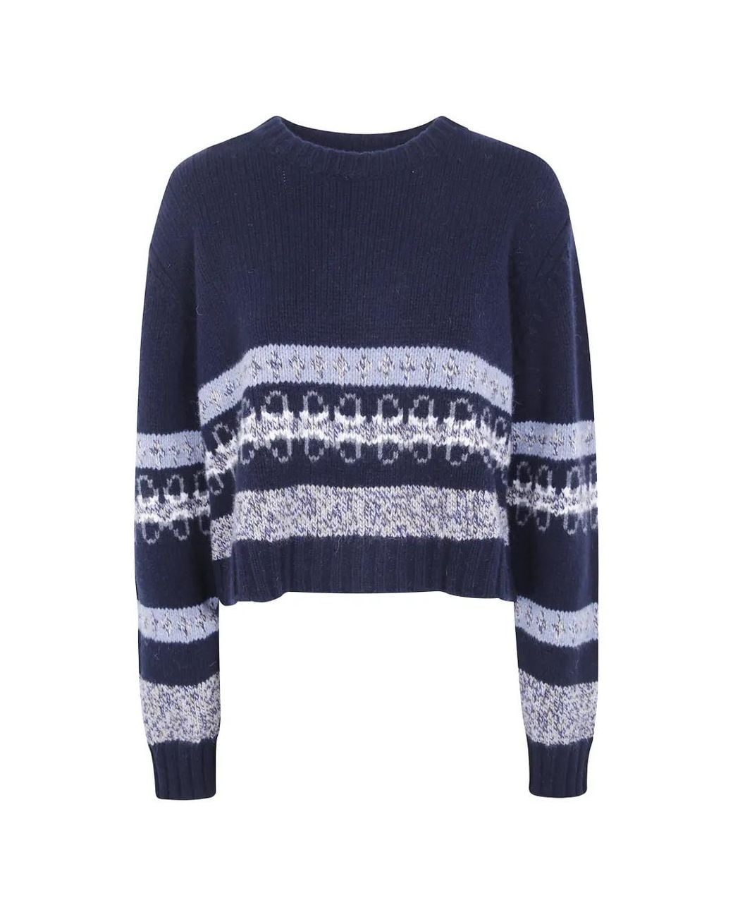 Nuur Blue Intarsia-Knit Wool Sweater