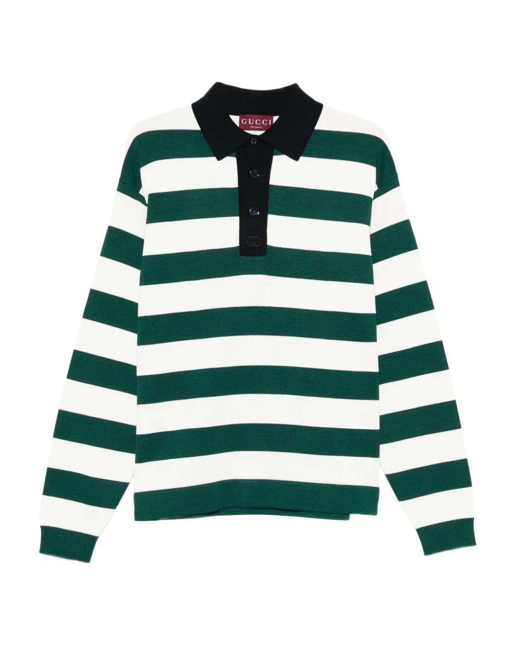 Gucci Green Striped Polo Shirt for men