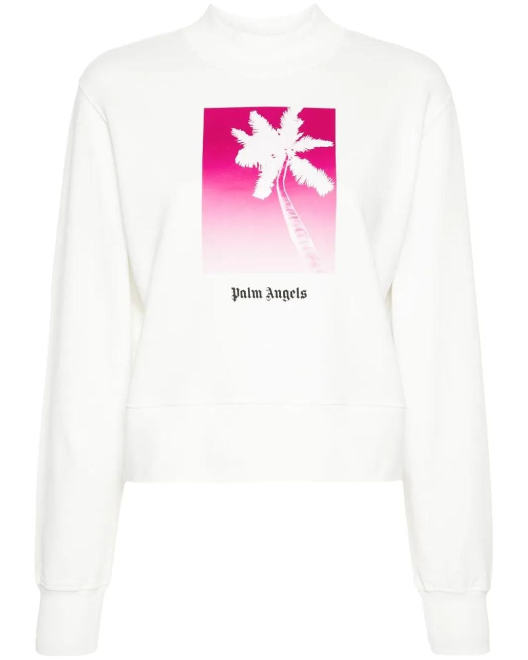 Palm Angels Pink Palm Tree-Print Cotton Sweatshirt