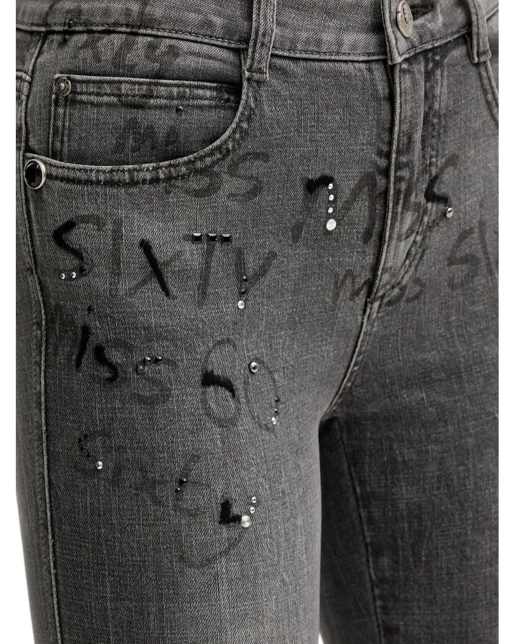 Miss Sixty Gray Front-Embellished Flared Jeans
