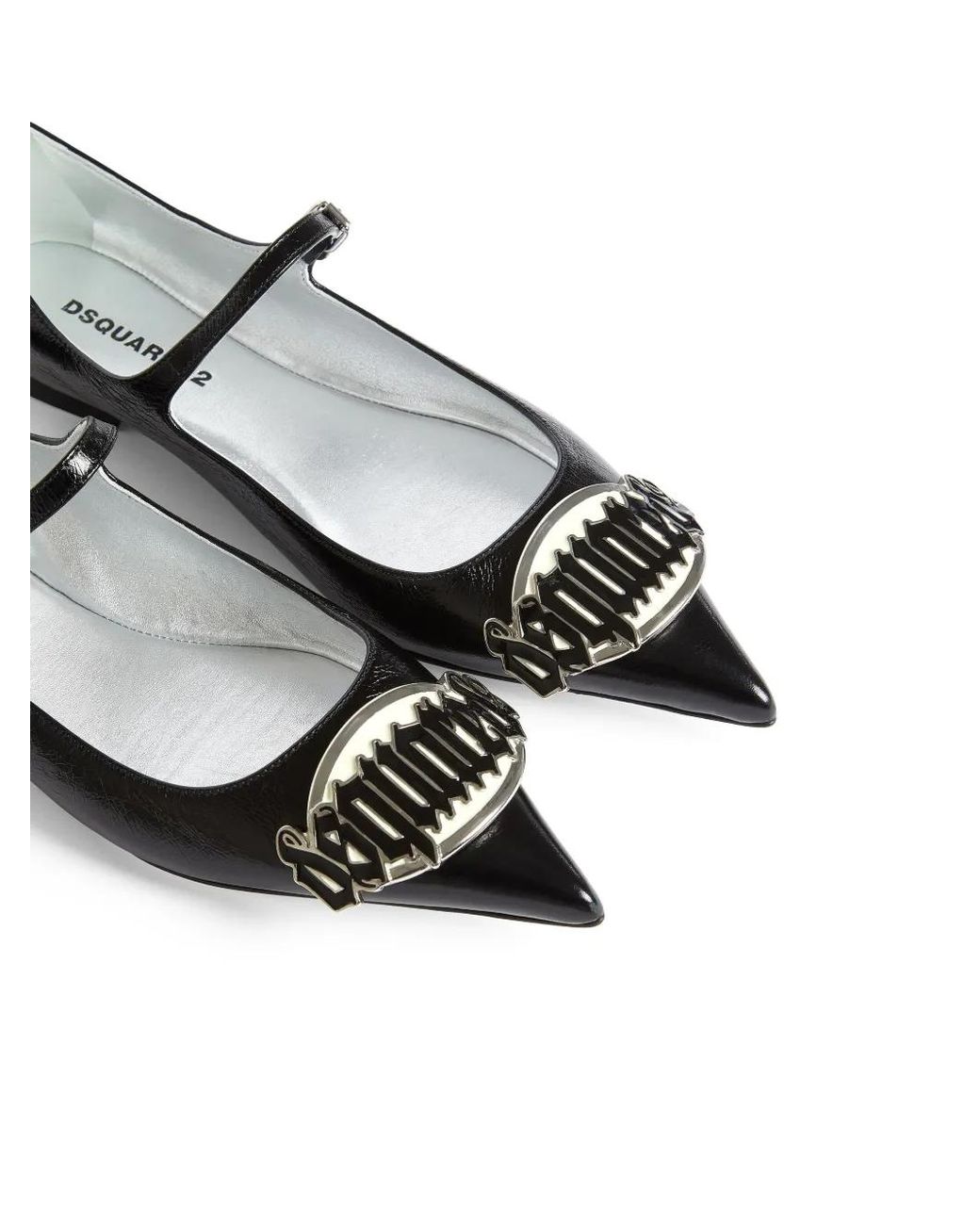 DSquared² Black 10mm Gothic Leather Ballerina Flats