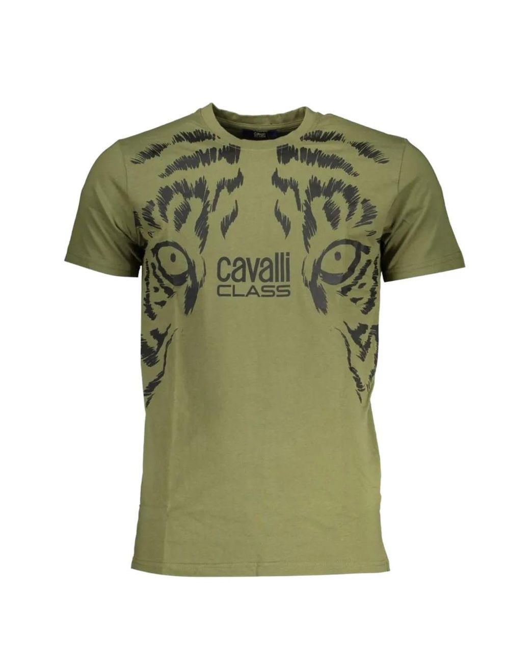 Roberto Cavalli Green T-Shirt À Imprimé Yeux De Tigre for men