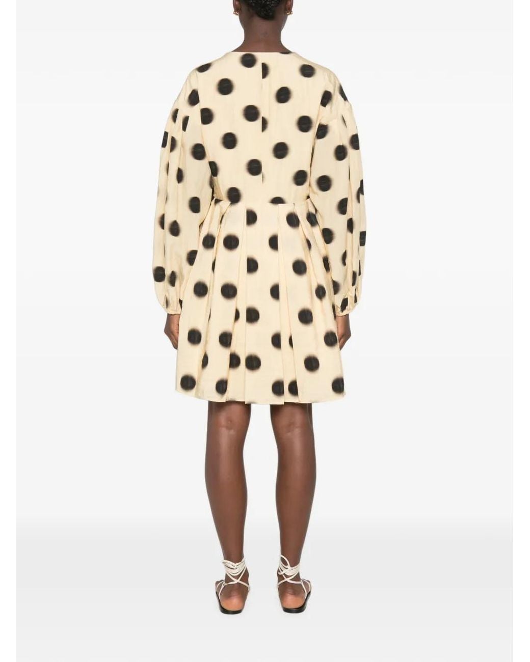 Stine Goya White Polka-Dot Balloon-Sleeve Dress