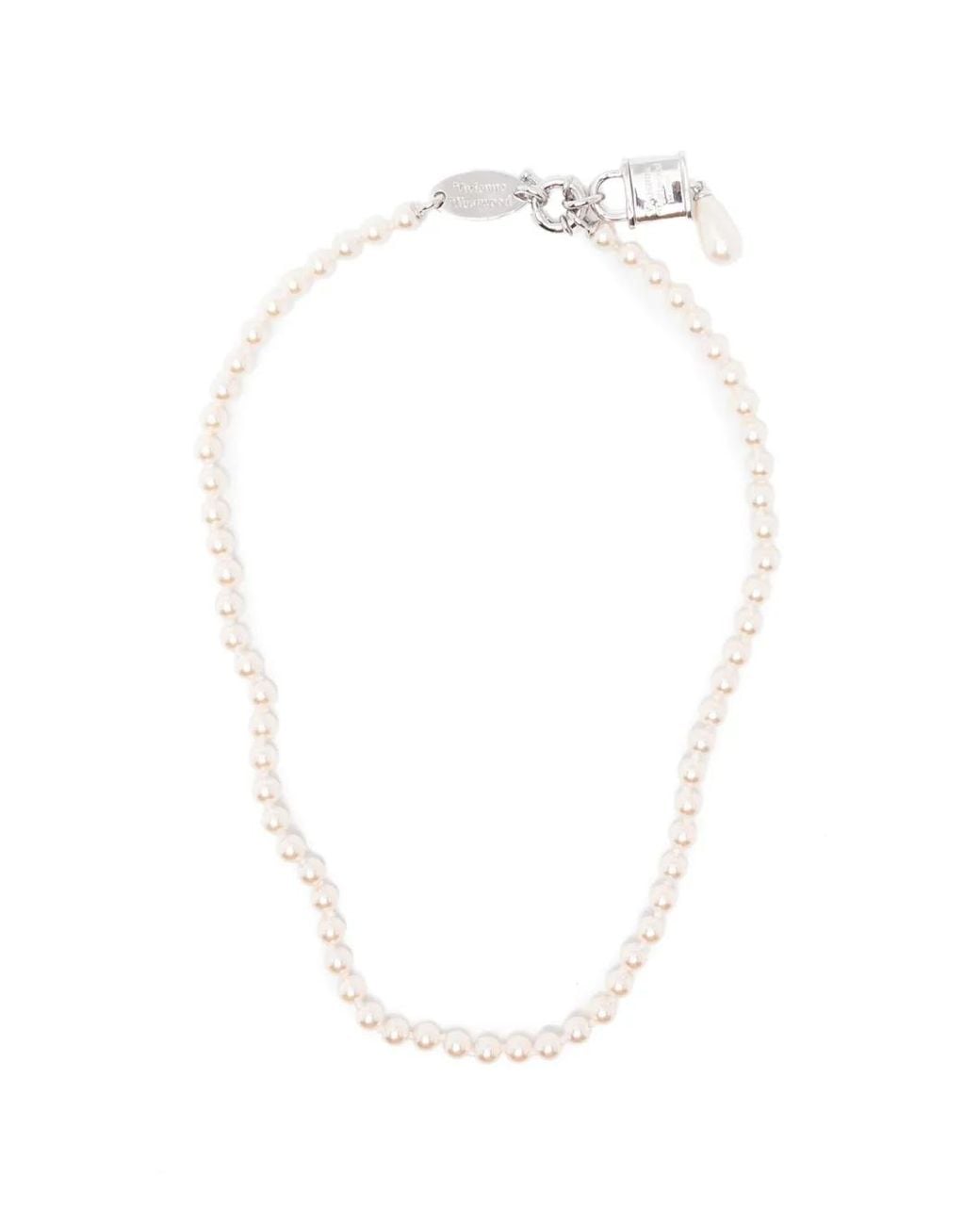 Vivienne Westwood White Celestia Orb-Plaque Necklace
