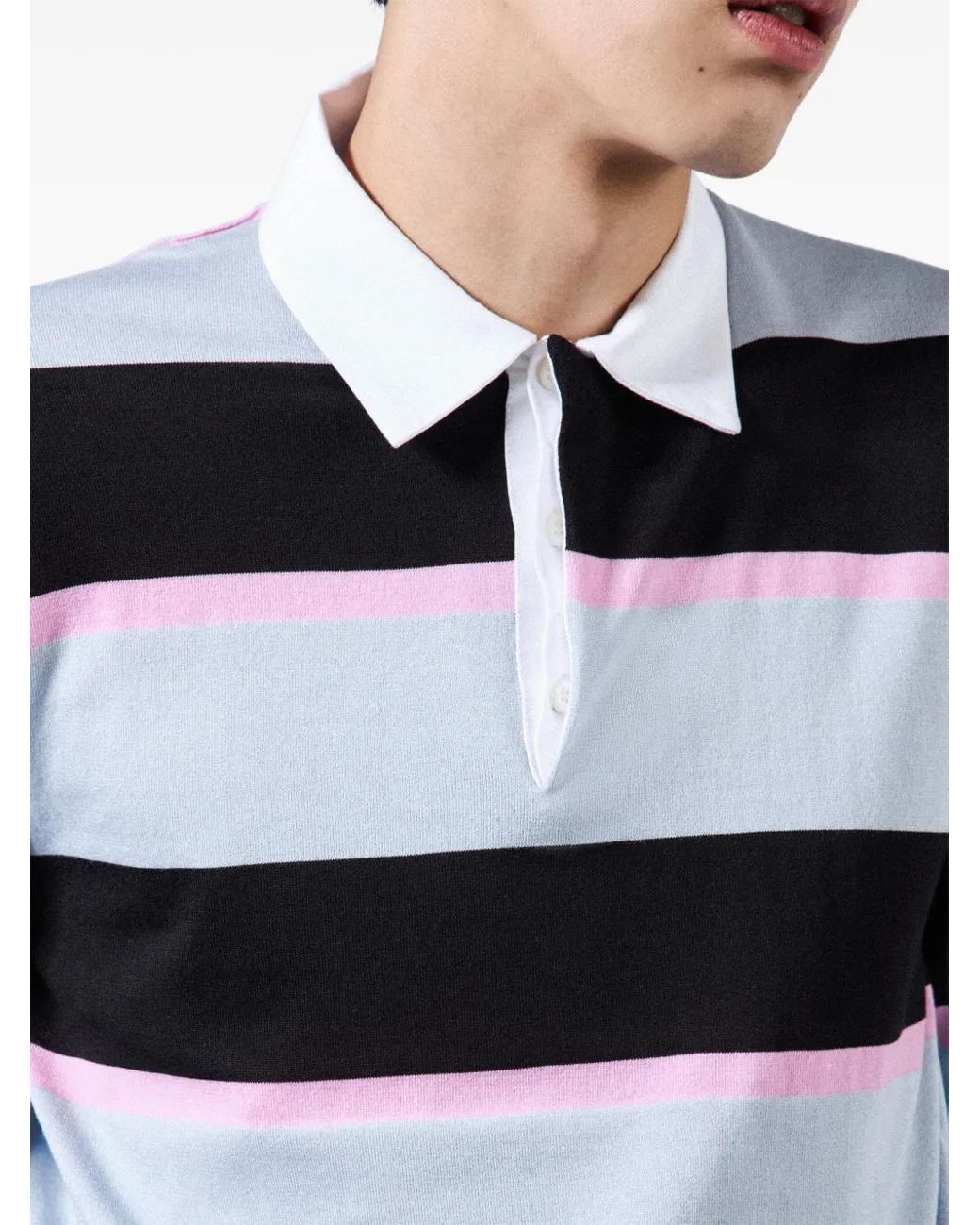 Prada Striped Polo Shirt in Blue for Men | Lyst Prada Striped Polo Shirt in Blue for Men | Lyst