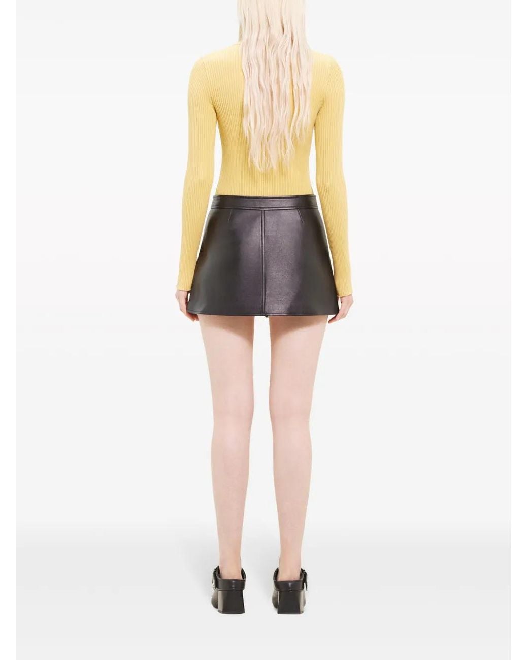 Courreges Black Zip-Up Leather Miniskirt