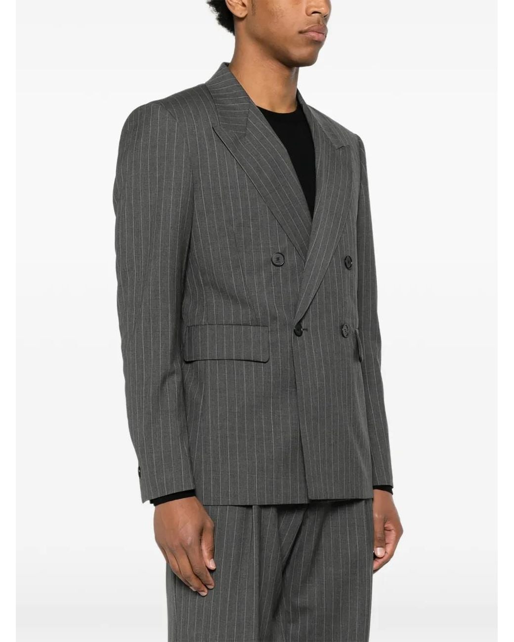 Sandro Gray Striped Virgin Wool Suit Jacket for men