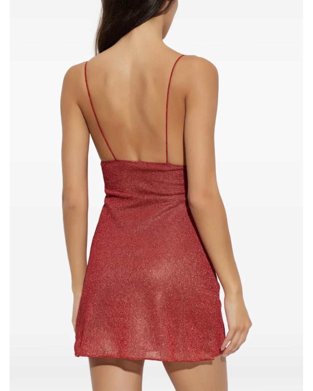 Oseree Red V-Neck Cut-Out Mini Dress