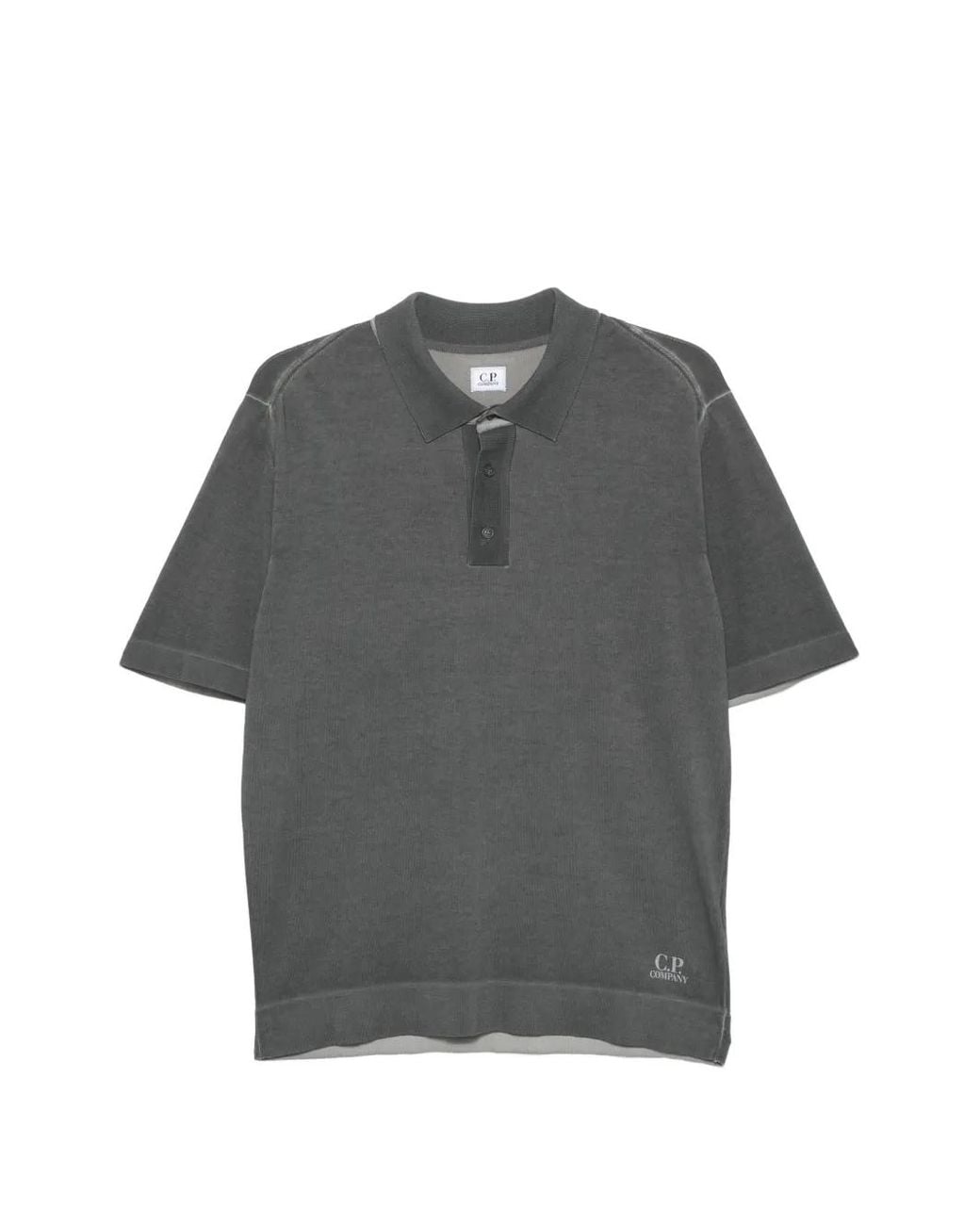 C P Company Gray Buttoned Polo Shirt for men