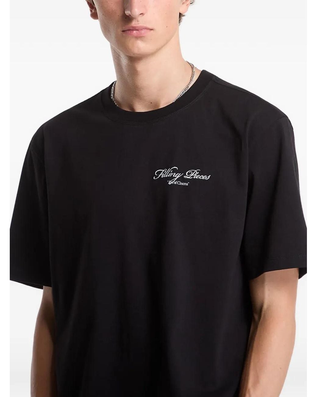 Filling Pieces Black Cinema Logo-Print T-Shirt for men