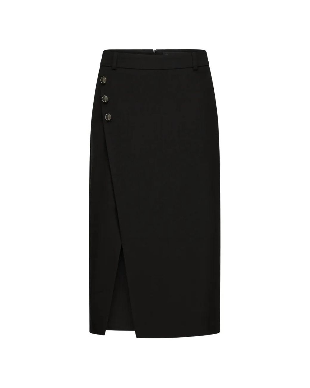 Karl Lagerfeld Black Button-Embellished Wrap Skirt