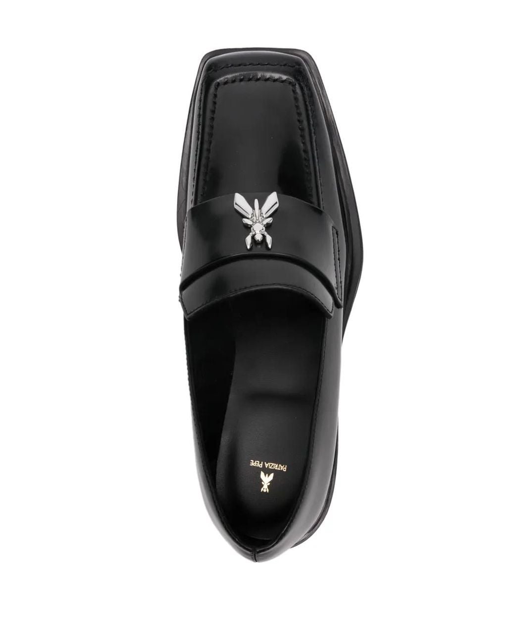 Patrizia Pepe Black Fly-Plaque Leather Loafers