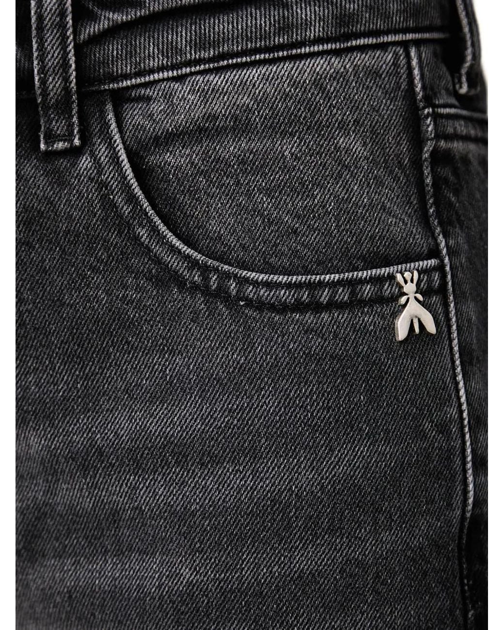 Patrizia Pepe Black Faded-Effect Fly-Motif Jeans