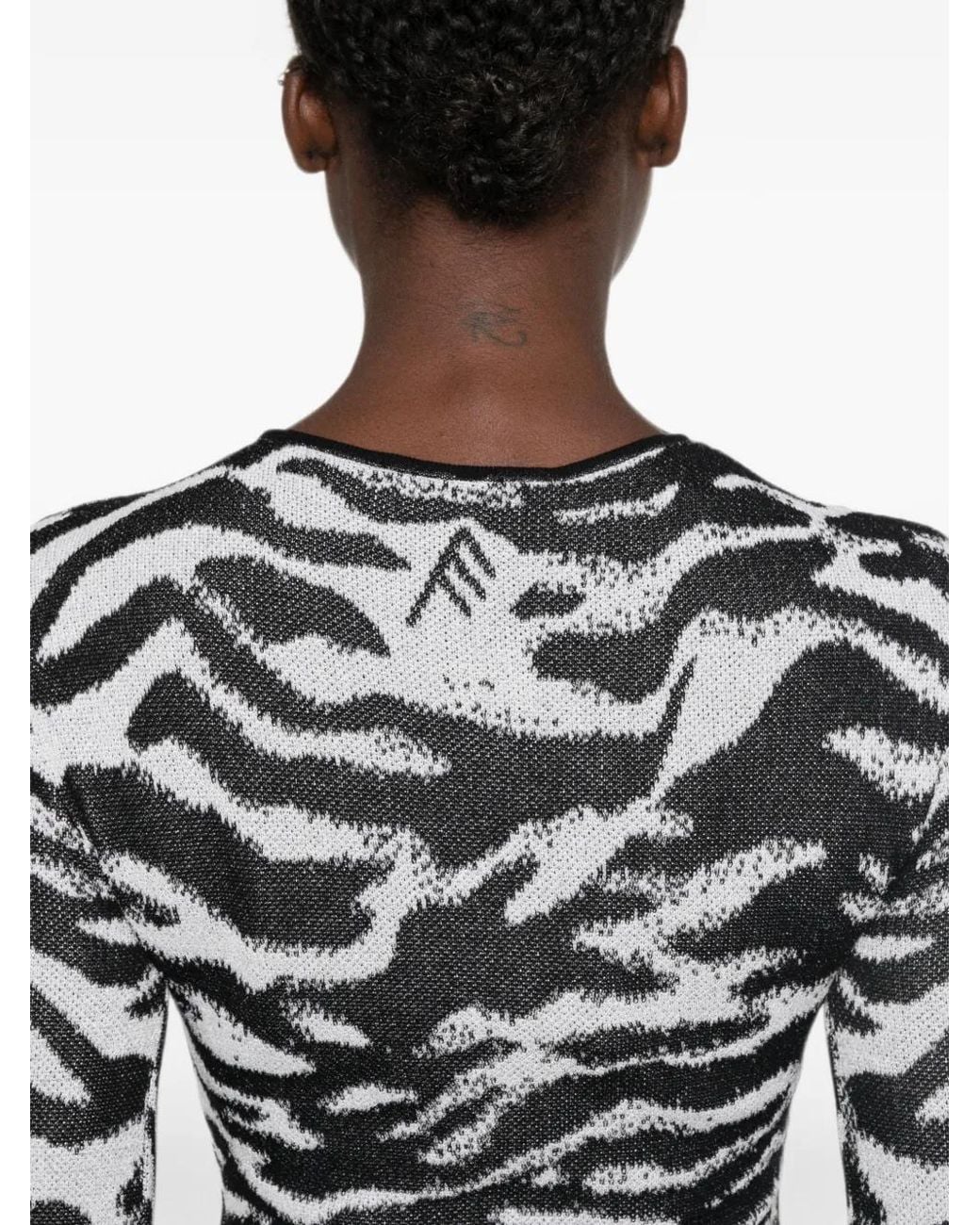 The Attico Black Zebra-Print Long-Sleeve Cardigan