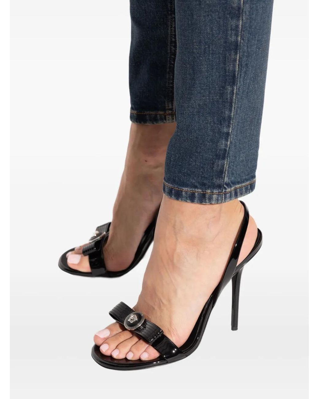 Versace Black High Heel Sandals