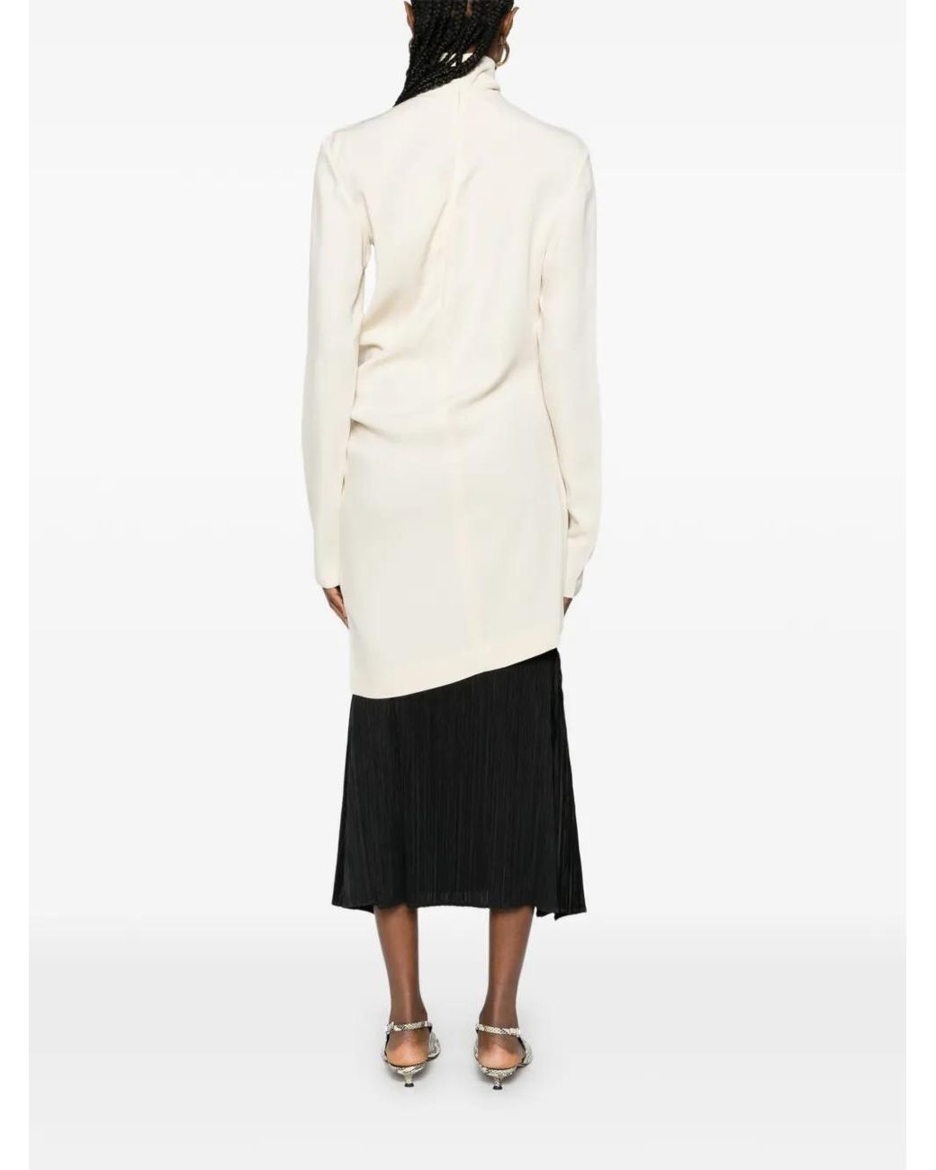 Totême White High-Neck Twist Blouse