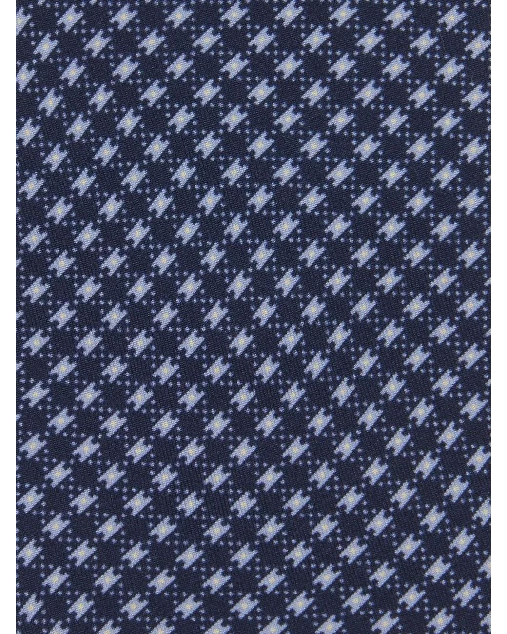 Corneliani Blue Houndstooth-Pattern Silk Tie for men