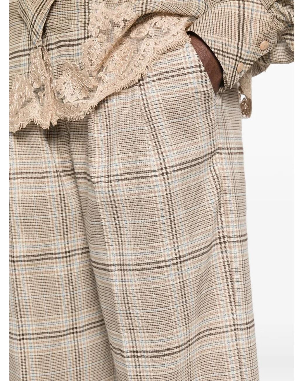 ERMANNO FIRENZE White Prince Of Wales Check Trousers