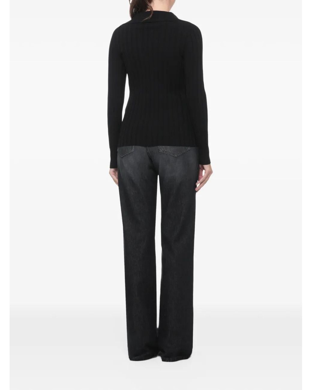 D.exterior Black Gerippter Pullover